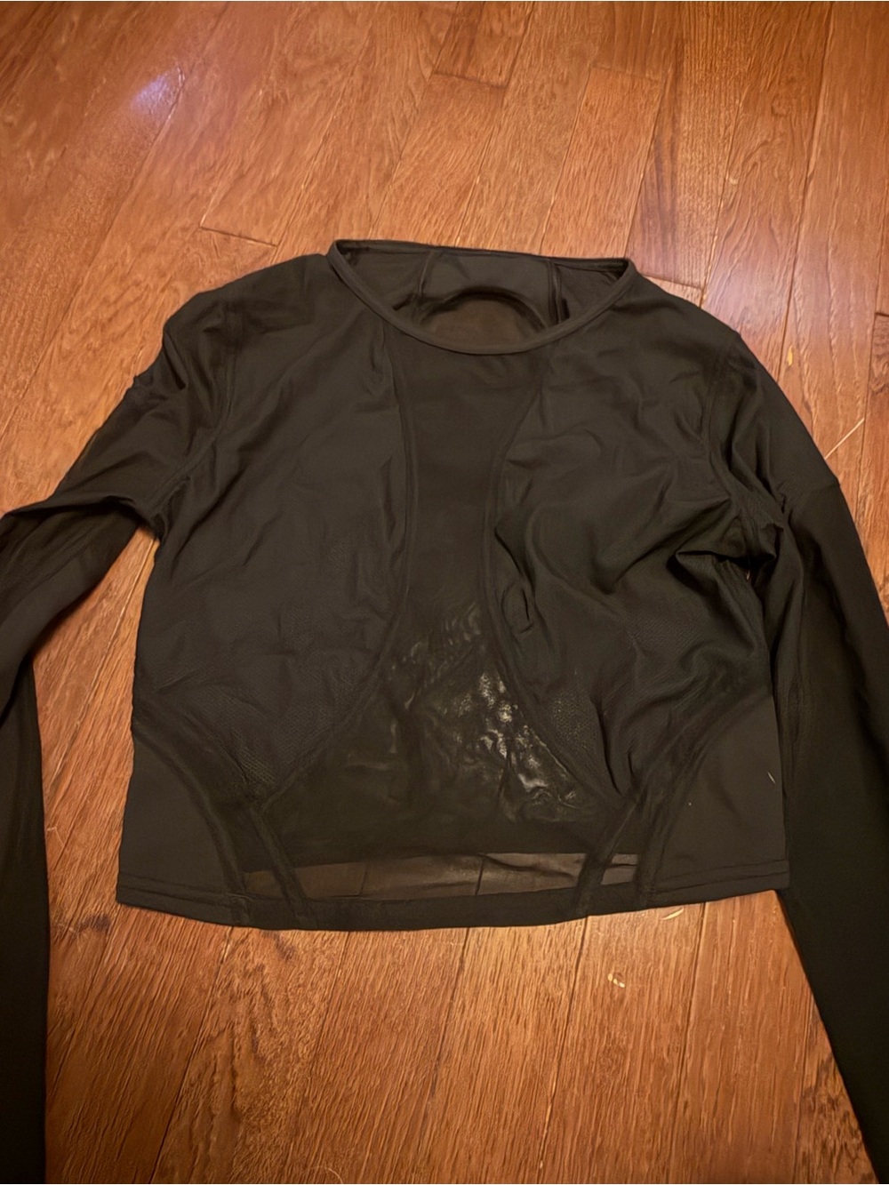 lululemon athletica Black Long-Sleeve Mesh Crop Top - Women NWT